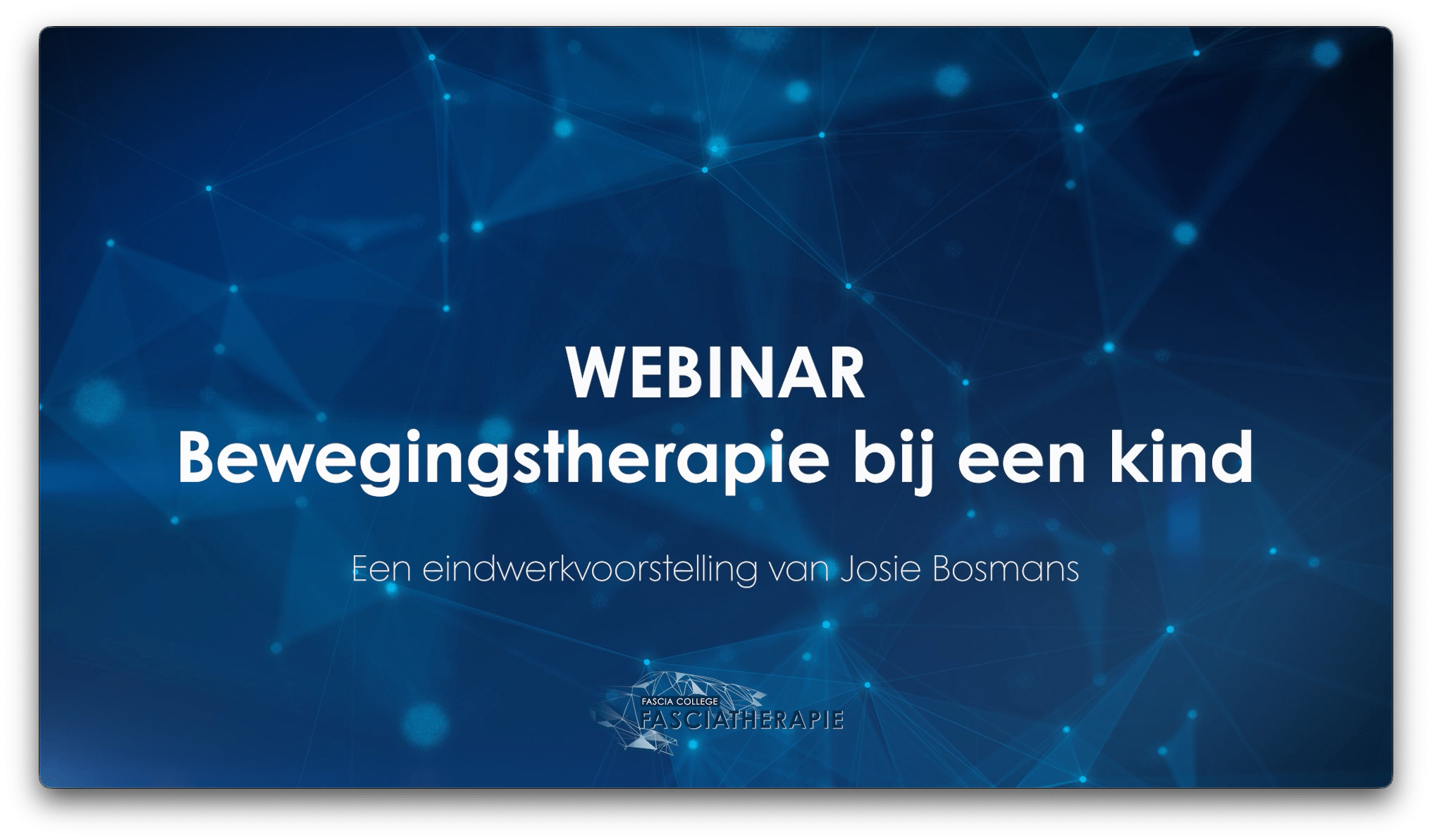 Eindwerkvoorstelling van Josie Bosmans - bewegingstherapie bij een kind